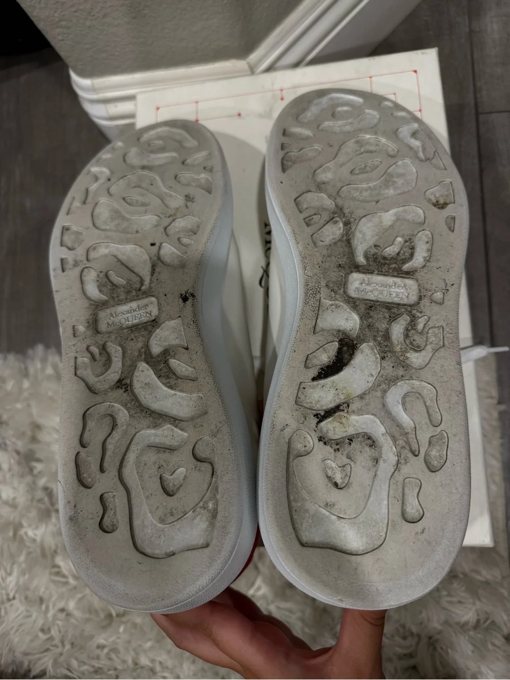 ALEXANDER MCQUEEN OVERSIZED LEATHER SNEAKERS WHITE/RED MEN SIZE 12 EU 46